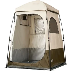 VEVOR Camping Shower Tent, 1 Room, Foldable Privacy Tent Changing Room with Ground Stakes, Ropes, Carry Bag, and Crossbar, 210D Oxford Fabric with Silver Coating, for Camping, Beach, and Fishing