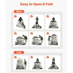 VEVOR Camping Shower Tent, 1 Room, Foldable Privacy Tent Changing Room with Ground Stakes, Ropes, Carry Bag, and Crossbar, 210D Oxford Fabric with Silver Coating, for Camping, Beach, and Fishing