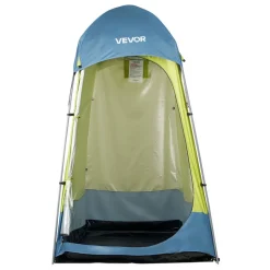 VEVOR Camping Shower Tent, 1 Room, Portable Privacy Tent Changing Room with Ground Stakes, Ropes, Carry Bag, and Steel Poles, 200D Oxford Fabric with Silver Coating, for Camping, Beach, Fishing