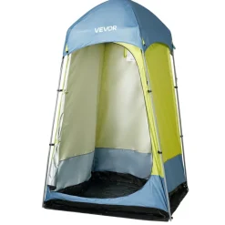 VEVOR Camping Shower Tent, 1 Room, Portable Privacy Tent Changing Room with Ground Stakes, Ropes, Carry Bag, and Steel Poles, 200D Oxford Fabric with Silver Coating, for Camping, Beach, Fishing