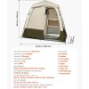 VEVOR Camping Shower Tent, 2-Room Foldable Privacy Tent Changing Room with Ground Stakes, Ropes, Carry Bag, and Crossbar, 150D Oxford Fabric with Silver Coating, for Camping, Beach, and Fishing