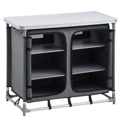 VEVOR Camping Storage Cabinet, Outdoor Portable Aluminum Lightweight Table, Quick Set-up Compact Kitchen Cook Station, with 6 Shelves and Carry Bag, for Picnic, BBQ, Party, Camping, RV Traveling