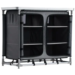 VEVOR Camping Storage Cabinet, Outdoor Portable Aluminum Lightweight Table, Quick Set-up Compact Kitchen Cook Station, with 6 Shelves and Carry Bag, for Picnic, BBQ, Party, Camping, RV Traveling