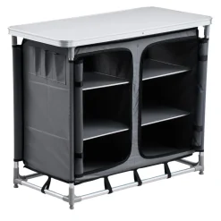 VEVOR Camping Storage Cabinet, Outdoor Portable Aluminum Lightweight Table, Quick Set-up Compact Kitchen Cook Station, with 6 Shelves and Carry Bag, for Picnic, BBQ, Party, Camping, RV Traveling