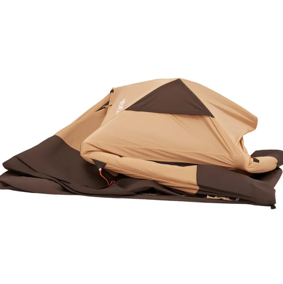 VEVOR Camping Tent, 4 Person Inflatable Cabin Tent with Rechargeable Pump, TPU Air Tube & 5 Large Mesh Windows, Portable Easy Setup Waterproof with Carry Bag for Family Outdoor Camping & Hiking, Beige