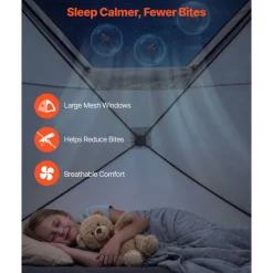 VEVOR Camping Tent, 4 Person Pop Up Instant Cabin Tent with Large Mesh Windows, 60 Seconds Easy Setup, Portable Cabin Hub Tents with Carry Bag for Family Outdoor Camping & Hiking, Upgraded Ventilation