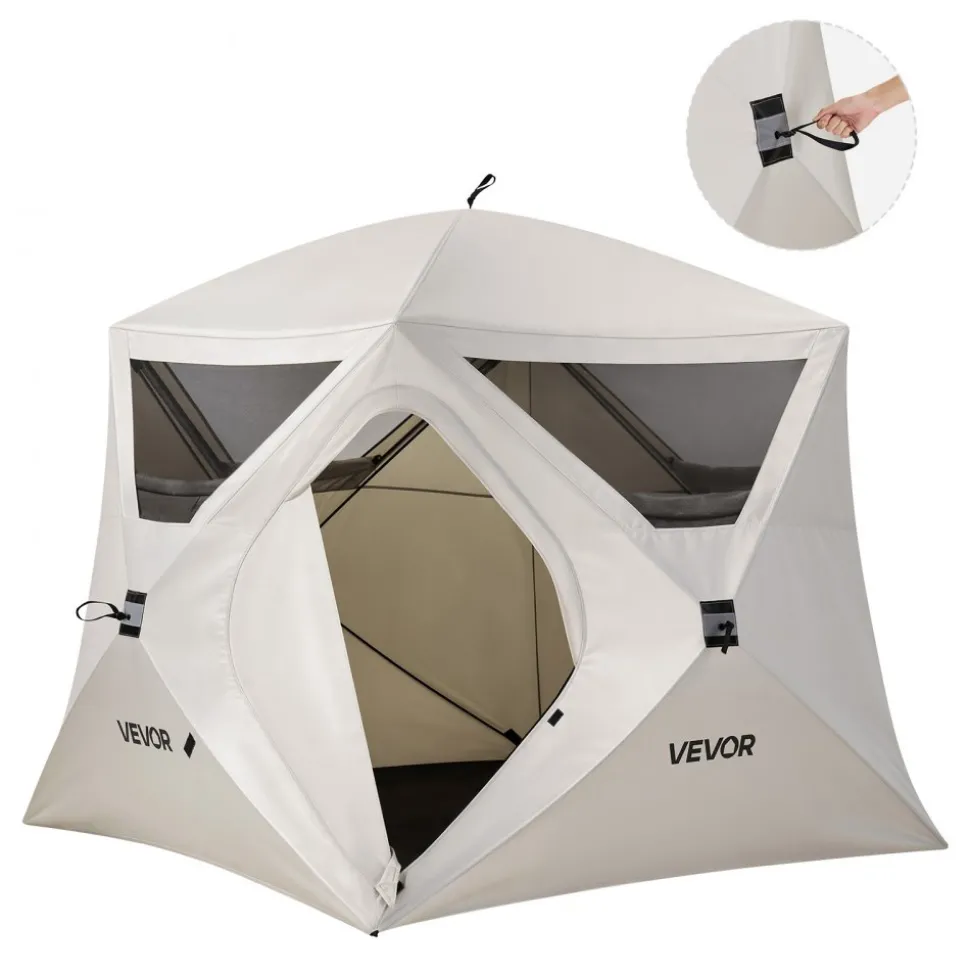 VEVOR Camping Tent, 4 Person Pop Up Instant Cabin Tent with Large Mesh Windows, 60 Seconds Easy Setup, Portable Cabin Hub Tents with Carry Bag for Family Outdoor Camping & Hiking, Upgraded Ventilation