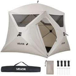 VEVOR Camping Tent, 4 Person Pop Up Instant Cabin Tent with Large Mesh Windows, 60 Seconds Easy Setup, Portable Cabin Hub Tents with Carry Bag for Family Outdoor Camping & Hiking, Upgraded Ventilation
