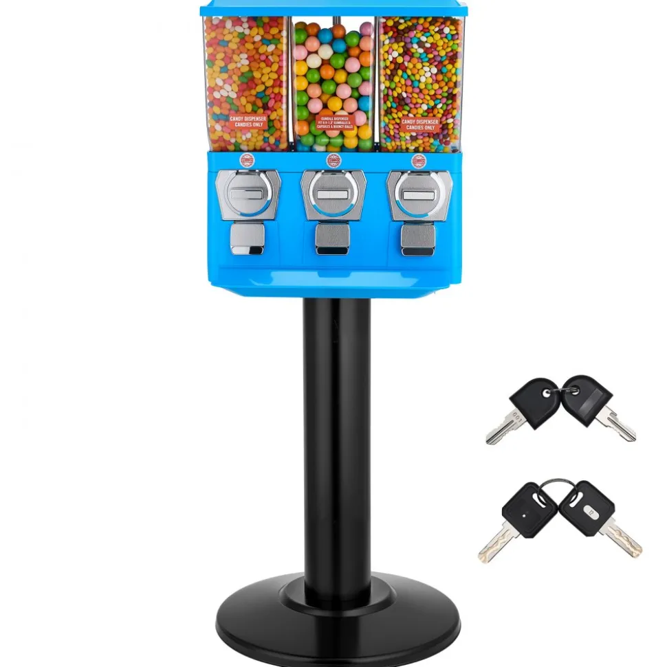VEVOR Candy Vending Machine, Triple Compartment Candy Vending Machine with Stand, Gumball & Candies Vendings Machines with Built-In Cash Box, Detachable, Vintage Candies Dispenser for Shops, Arcades