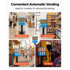 VEVOR Candy Vending Machine, Triple Compartment Candy Vending Machine with Stand, Gumball & Candies Vendings Machines with Built-In Cash Box, Detachable, Vintage Candies Dispenser for Shops, Arcades