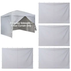 VEVOR Canopy Sidewalls, Fit for 10 x 10 ft Pop Up Canopy Tent, Tent Side Walls with Waterproof and Sunlight Protection Layer for Outdoor Event Tents, Vendor Booths, Camping (4 Sidewalls Only, White)