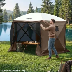 VEVOR Canopy Sidewalls, 5.67 x 4.85 ft, Canopy Tent Walls with Waterproof and Sunlight Protection Layer, One-Sided Window Design, Fit for Outdoor Event Tents, Vendor Booths (3 Sidewalls Only, Brown)