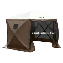 VEVOR Canopy Sidewalls, 5.67 x 4.85 ft, Canopy Tent Walls with Waterproof and Sunlight Protection Layer, One-Sided Window Design, Fit for Outdoor Event Tents, Vendor Booths (3 Sidewalls Only, Brown)