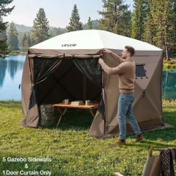 VEVOR Canopy Sidewalls, 5.67 x 4.85 ft, Canopy Tent Walls with Waterproof and Sunlight Protection, 1 Zippered Door & 2 Windows Design for Outdoor Event Tents, Vendor Booths (6 Sidewalls Only, Brown)