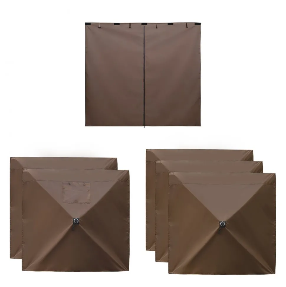 VEVOR Canopy Sidewalls, 5.67 x 4.85 ft, Canopy Tent Walls with Waterproof and Sunlight Protection, 1 Zippered Door & 2 Windows Design for Outdoor Event Tents, Vendor Booths (6 Sidewalls Only, Brown)