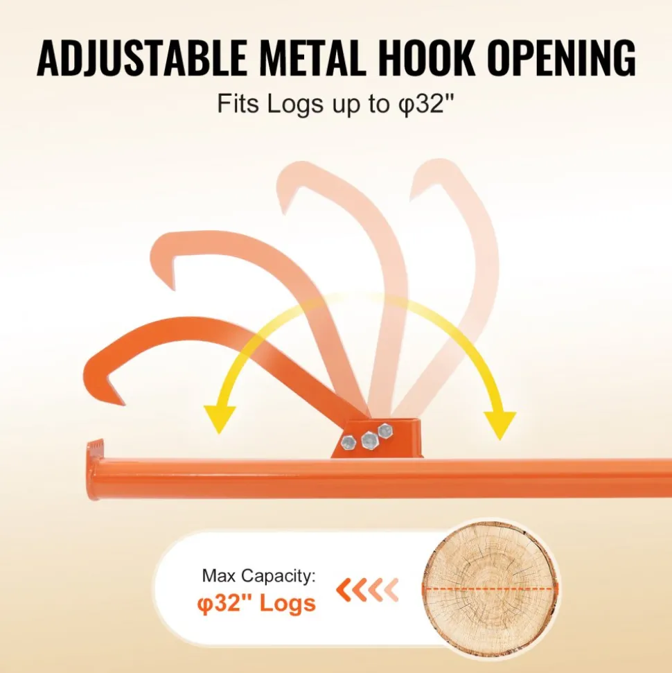 VEVOR Cant Hook Tool, 59 in, Heavy Duty Steel Log Roller, Log Lifter Timber Jack for Max 32" Dia Logs, Forestry Logging Tools, Dual Function Log Handler for Rolling and Clamping Logs