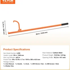 VEVOR Cant Hook Tool, 59 in, Heavy Duty Steel Log Roller, Log Lifter Timber Jack for Max 32