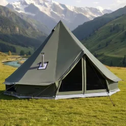 VEVOR Canvas Bell Tent, 4 Seasons 16.4 ft Yurt Tent for Camping with Stove Jack, Canvas Breathable Holds up to 7 People with Zipped Detachable Floor, for Family Camping Glamping Outdoor Hunting Party