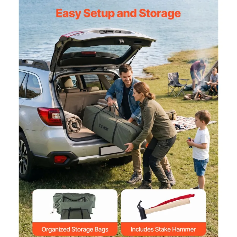 VEVOR Canvas Bell Tent, 4 Seasons 16.4 ft Yurt Tent for Camping with Stove Jack, Canvas Breathable Holds up to 7 People with Zipped Detachable Floor, for Family Camping Glamping Outdoor Hunting Party
