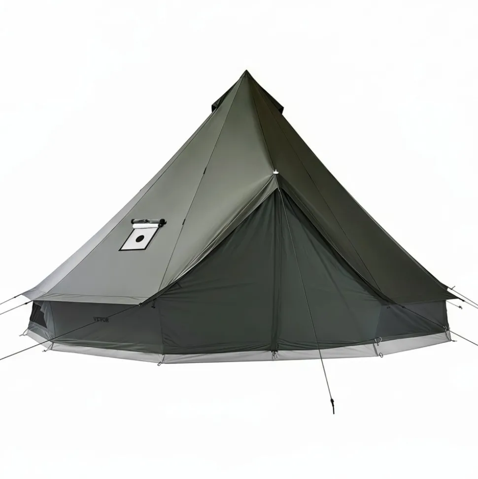 VEVOR Canvas Bell Tent, 4 Seasons 16.4 ft Yurt Tent for Camping with Stove Jack, Canvas Breathable Holds up to 7 People with Zipped Detachable Floor, for Family Camping Glamping Outdoor Hunting Party