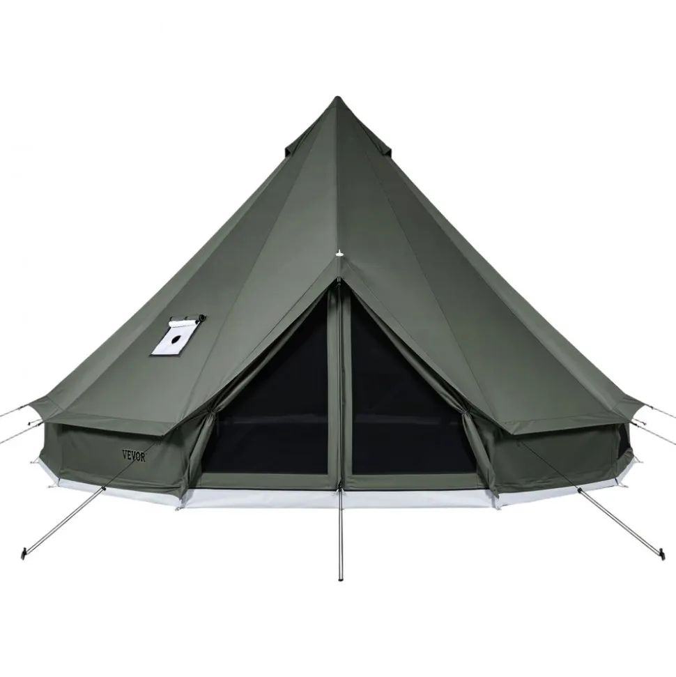 VEVOR Canvas Bell Tent, 4 Seasons 13.12 ft Yurt Tent for Camping with Stove Jack, Canvas Breathable Holds up to 4 People with Zipped Detachable Floor, for Family Camping Glamping Outdoor Hunting Party