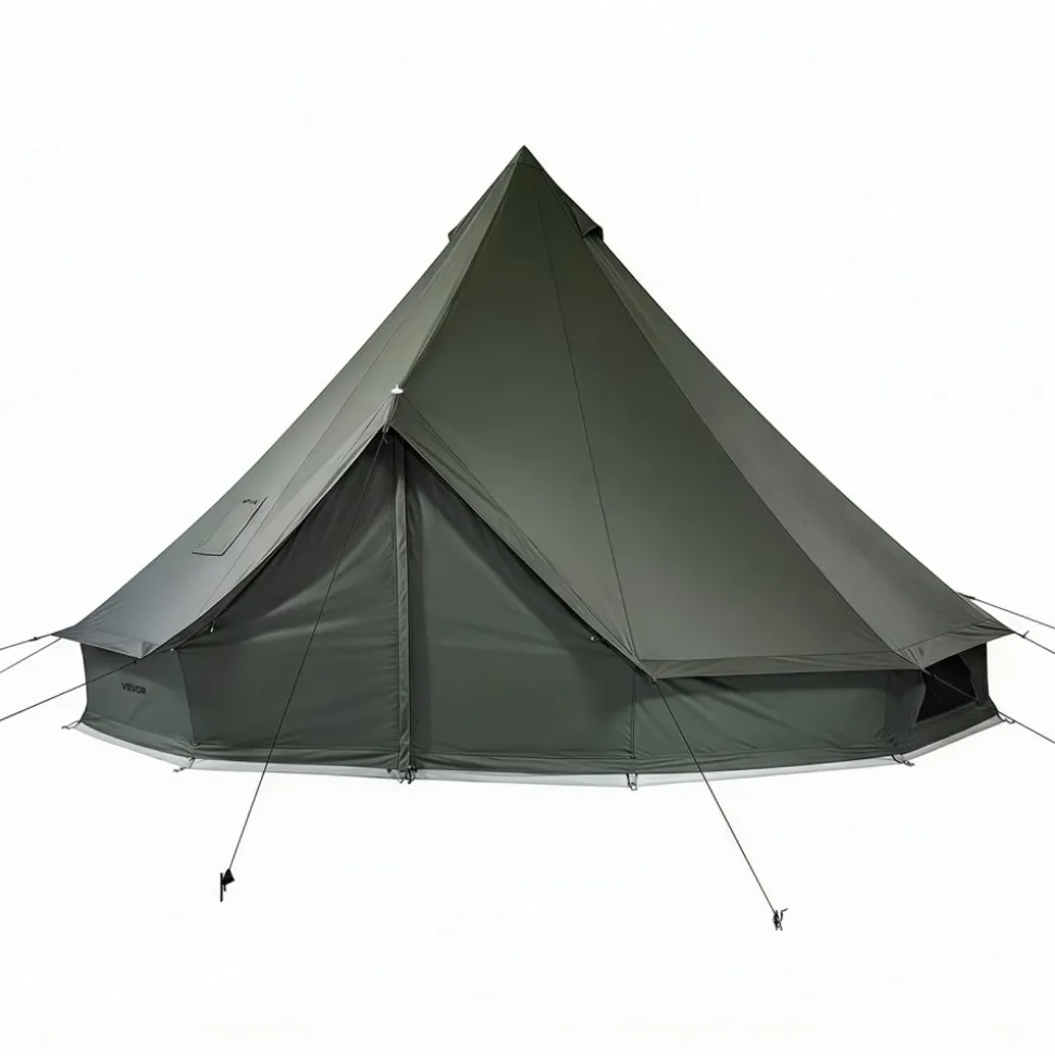 VEVOR Canvas Bell Tent, 4 Seasons 13.12 ft Yurt Tent for Camping with Stove Jack, Canvas Breathable Holds up to 4 People with Zipped Detachable Floor, for Family Camping Glamping Outdoor Hunting Party