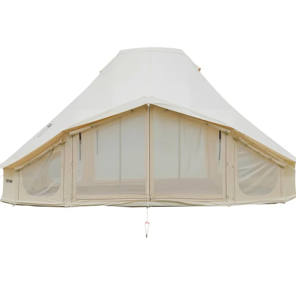 VEVOR Canvas Bell Tent, 4 Seasons 19.7 x 13.12 x 10.17 ft Yurt Tent for Camping with Stove Jack, Poly-Cotton Canvas Breathable Holds up to 12 People, for Family Camping Glamping Outdoor Hunting Party