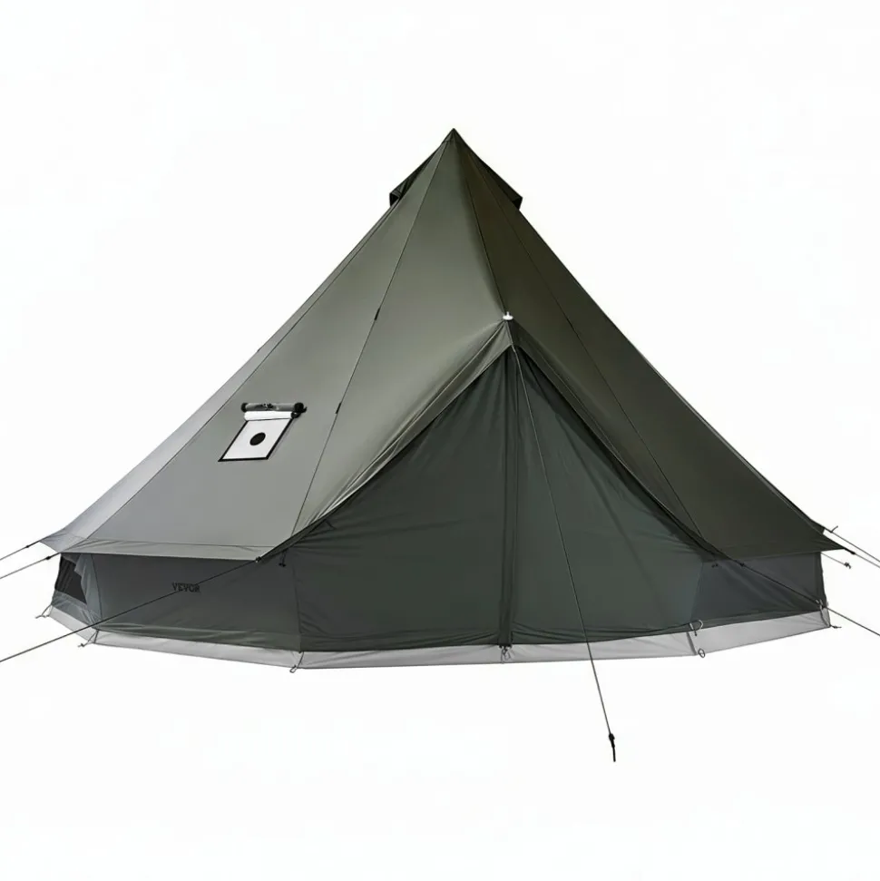 VEVOR Canvas Bell Tent, 4 Seasons 9.84 ft Yurt Tent for Camping with Stove Jack, Canvas Breathable Holds up to 3 People with Zipped Detachable Floor, for Family Camping Glamping Outdoor Hunting Party