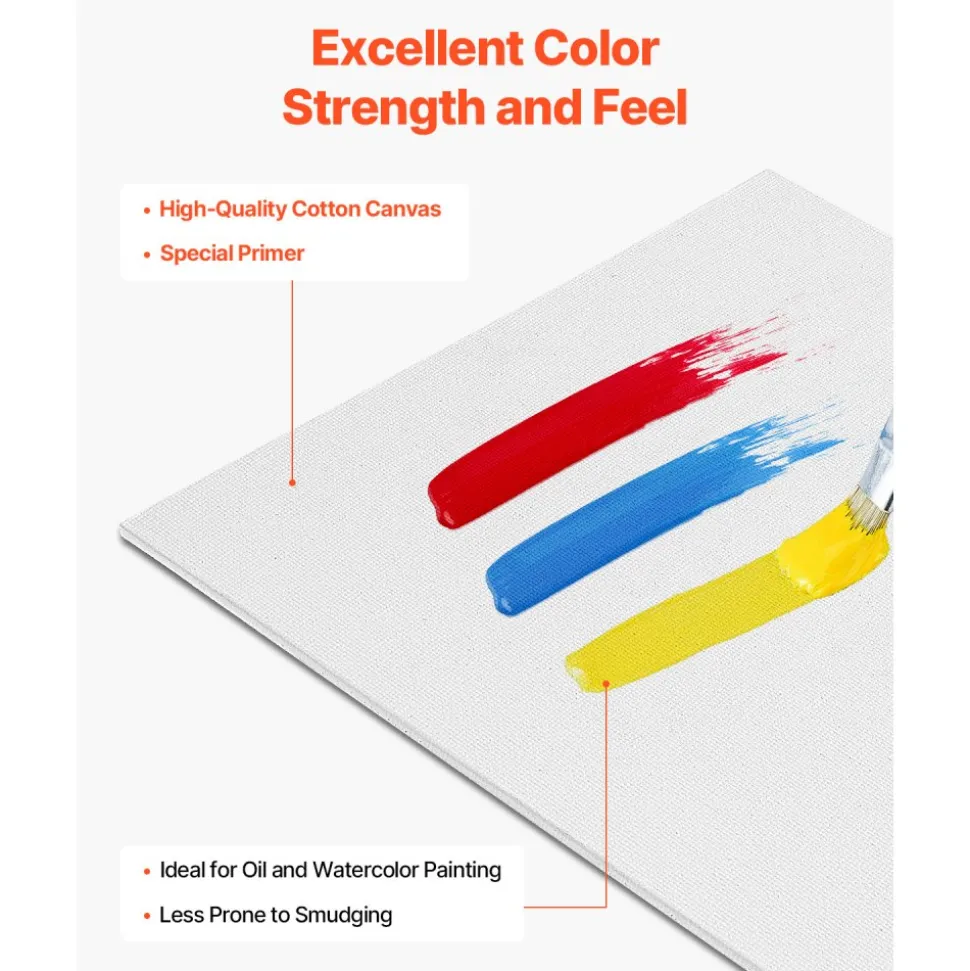 VEVOR Canvas Boards for Painting, 9 x 12 Inch White Canvases for Painting, 24 Pack Painting Canvas Panels for Sketching, Acrylic and Oil Painting, Watercolor, Paint Canvas for Kids and Professionals