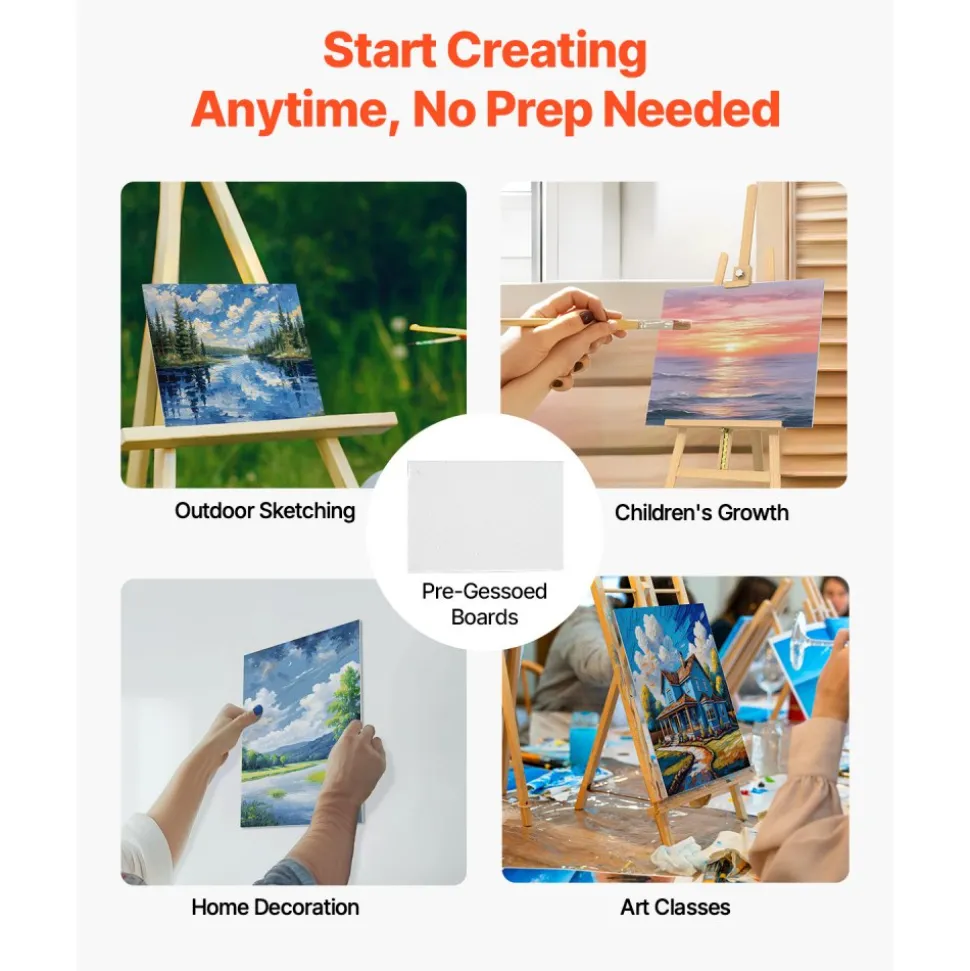 VEVOR Canvas Boards for Painting, 9 x 12 Inch White Canvases for Painting, 24 Pack Painting Canvas Panels for Sketching, Acrylic and Oil Painting, Watercolor, Paint Canvas for Kids and Professionals