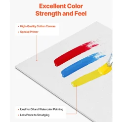 VEVOR Canvas Boards for Painting, 12 x 16 Inch White Canvases for Painting, 24 Pack Painting Canvas Panels for Sketching, Acrylic and Oil Painting, Watercolor, Paint Canvas for Kids and Professionals