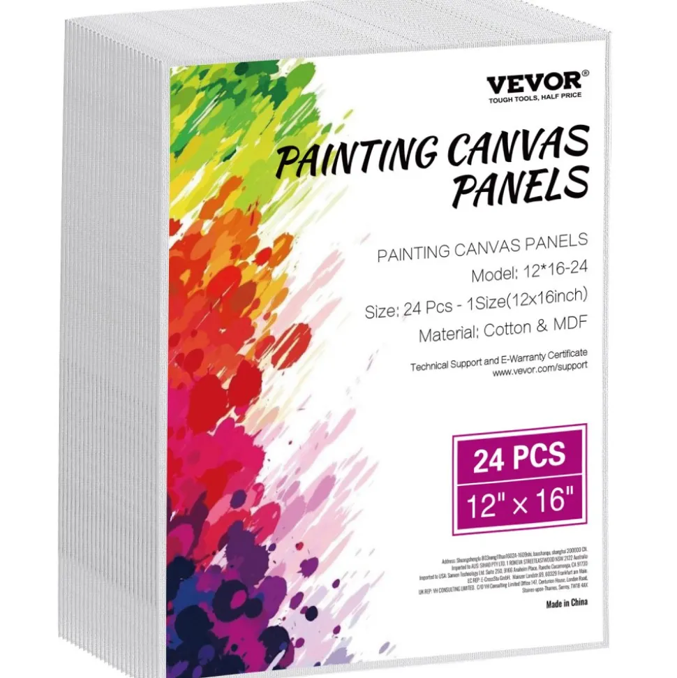 VEVOR Canvas Boards for Painting, 12 x 16 Inch White Canvases for Painting, 24 Pack Painting Canvas Panels for Sketching, Acrylic and Oil Painting, Watercolor, Paint Canvas for Kids and Professionals