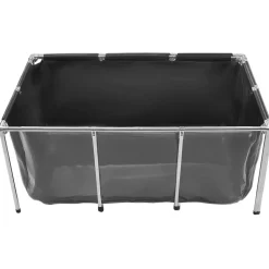 VEVOR Canvas Fish Pond 200 Gal Above Ground Fish Pond Black PVC Koi Tank, Rectangular Goldfish Tank with Clear Viewing Panel, Stainless Steel Frame and Drain Valve, for Breeding Koi and Irrigation