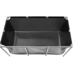 VEVOR Canvas Fish Pond 200 Gal Above Ground Fish Pond Black PVC Koi Tank, Rectangular Goldfish Tank with Clear Viewing Panel, Stainless Steel Frame and Drain Valve, for Breeding Koi and Irrigation