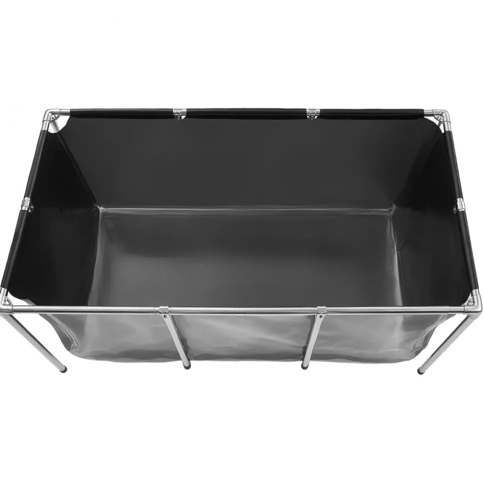 VEVOR Canvas Fish Pond 200 Gal Above Ground Fish Pond Black PVC Koi Tank, Rectangular Goldfish Tank with Clear Viewing Panel, Stainless Steel Frame and Drain Valve, for Breeding Koi and Irrigation