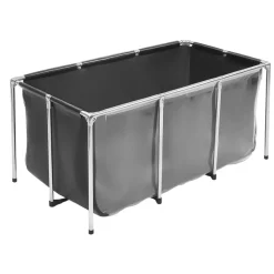 VEVOR Canvas Fish Pond 200 Gal Above Ground Fish Pond Black PVC Koi Tank, Rectangular Goldfish Tank with Clear Viewing Panel, Stainless Steel Frame and Drain Valve, for Breeding Koi and Irrigation