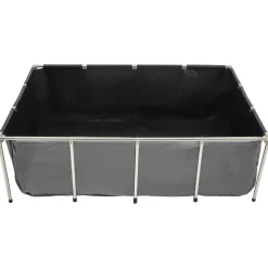 VEVOR Canvas Fish Pond, 470 Gal Above Ground Fish Pond, PVC Koi Tank with Clear Viewing Panel, Rectangular Goldfish Tank with Stainless Steel Frame & Drain Valve, for Breeding Koi, Irrigation(Black)