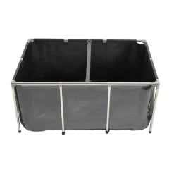 VEVOR Canvas Fish Pond, 270 Gal Above Ground Fish Pond, PVC Koi Tank with Clear Viewing Panel, Rectangular Goldfish Tank with Stainless Steel Frame & Drain Valve, for Breeding Koi, Irrigation(Black)