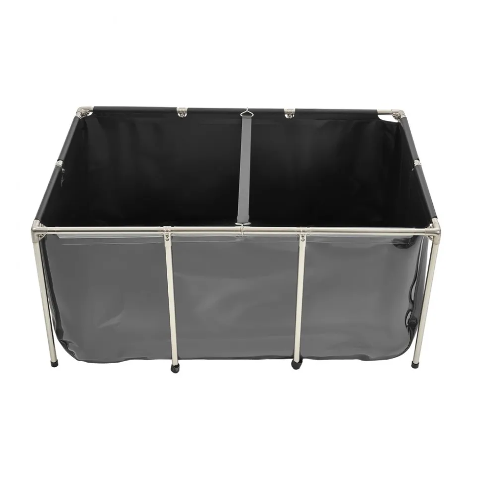 VEVOR Canvas Fish Pond, 270 Gal Above Ground Fish Pond, PVC Koi Tank with Clear Viewing Panel, Rectangular Goldfish Tank with Stainless Steel Frame & Drain Valve, for Breeding Koi, Irrigation(Black)