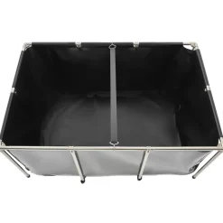 VEVOR Canvas Fish Pond, 270 Gal Above Ground Fish Pond, PVC Koi Tank with Clear Viewing Panel, Rectangular Goldfish Tank with Stainless Steel Frame & Drain Valve, for Breeding Koi, Irrigation(Black)