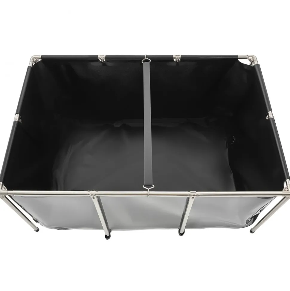 VEVOR Canvas Fish Pond, 270 Gal Above Ground Fish Pond, PVC Koi Tank with Clear Viewing Panel, Rectangular Goldfish Tank with Stainless Steel Frame & Drain Valve, for Breeding Koi, Irrigation(Black)