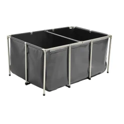 VEVOR Canvas Fish Pond, 270 Gal Above Ground Fish Pond, PVC Koi Tank with Clear Viewing Panel, Rectangular Goldfish Tank with Stainless Steel Frame & Drain Valve, for Breeding Koi, Irrigation(Black)