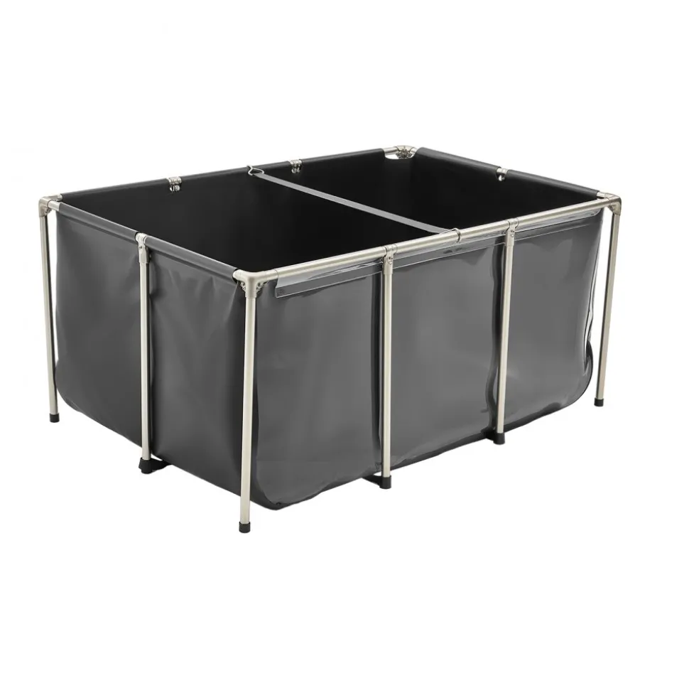 VEVOR Canvas Fish Pond, 270 Gal Above Ground Fish Pond, PVC Koi Tank with Clear Viewing Panel, Rectangular Goldfish Tank with Stainless Steel Frame & Drain Valve, for Breeding Koi, Irrigation(Black)