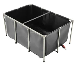 VEVOR Canvas Fish Pond, 270 Gal Above Ground Fish Pond, PVC Koi Tank with Clear Viewing Panel, Rectangular Goldfish Tank with Stainless Steel Frame & Drain Valve, for Breeding Koi, Irrigation(Black)