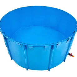 VEVOR Canvas Fish Pond, 1320 Gal Capacity Above Ground Fish Pond, Foldable PVC Koi Tank, Round Goldfish Tank with Stable Frame and Drain Valve, for Aquaculture, Koi Breeding, and Irrigation (Blue)