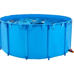 VEVOR Canvas Fish Pond, 1320 Gal Capacity Above Ground Fish Pond, Foldable PVC Koi Tank, Round Goldfish Tank with Stable Frame and Drain Valve, for Aquaculture, Koi Breeding, and Irrigation (Blue)
