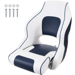 VEVOR Captain Bucket Seat Boat Seat, Flip Up Boat Seat, with Thickened Sponge Padding, Flip-up Bolster Boat Captain Chair for Fishing Boat, Sightseeing Boat, Speedboat, Canoe, 1-Piece