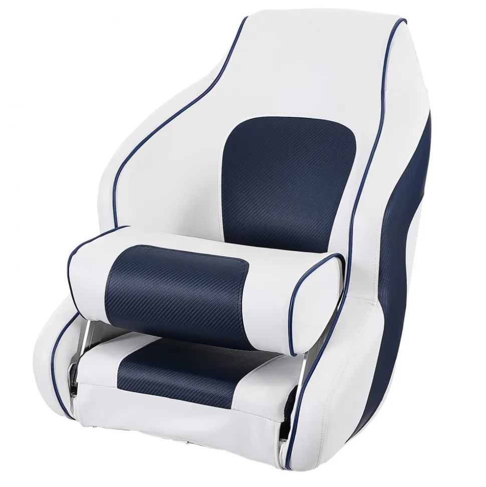 VEVOR Captain Bucket Seat Boat Seat, Flip Up Boat Seat, with Thickened Sponge Padding, Flip-up Bolster Boat Captain Chair for Fishing Boat, Sightseeing Boat, Speedboat, Canoe, 1-Piece