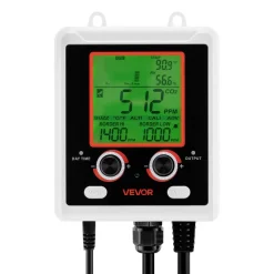 VEVOR Carbon Dioxide Monitoring Controller, Dual Outlets Carbon Dioxide Controller, CO2 Meter Monitor Day and Night Detection Feature, NDIR CO2 Sensor for Green House, Laboratories, Classrooms, Home