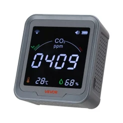 VEVOR Carbon Dioxide Monitor, CO2 Controller with Temperature and Humidity Display, NDIR Sensor Carbon Dioxide Detector, for Outdoors, Home, Office, Car, Wall-Mounted Use